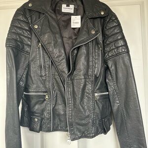NWT Topman Black Leather Jacket